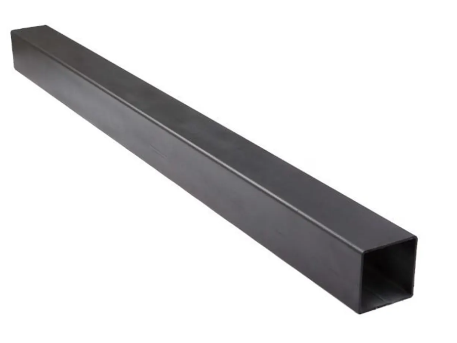 Eight-foot heavy-duty black square aluminum Compoxen gate post on a white background